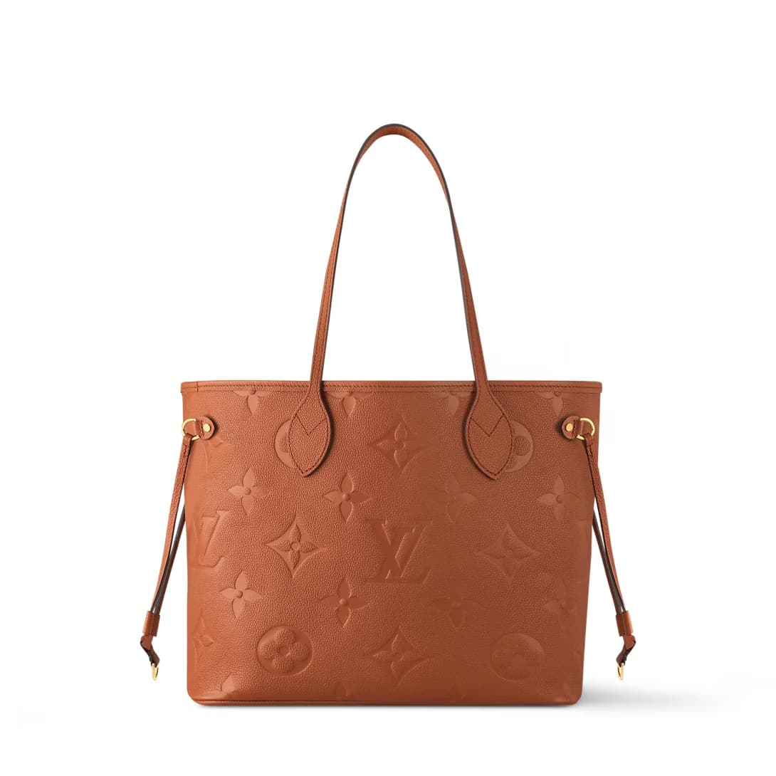 Louis Vuitton Neverfull MM Cognac Brown Embossed grained cowhide leather M12605 TOP