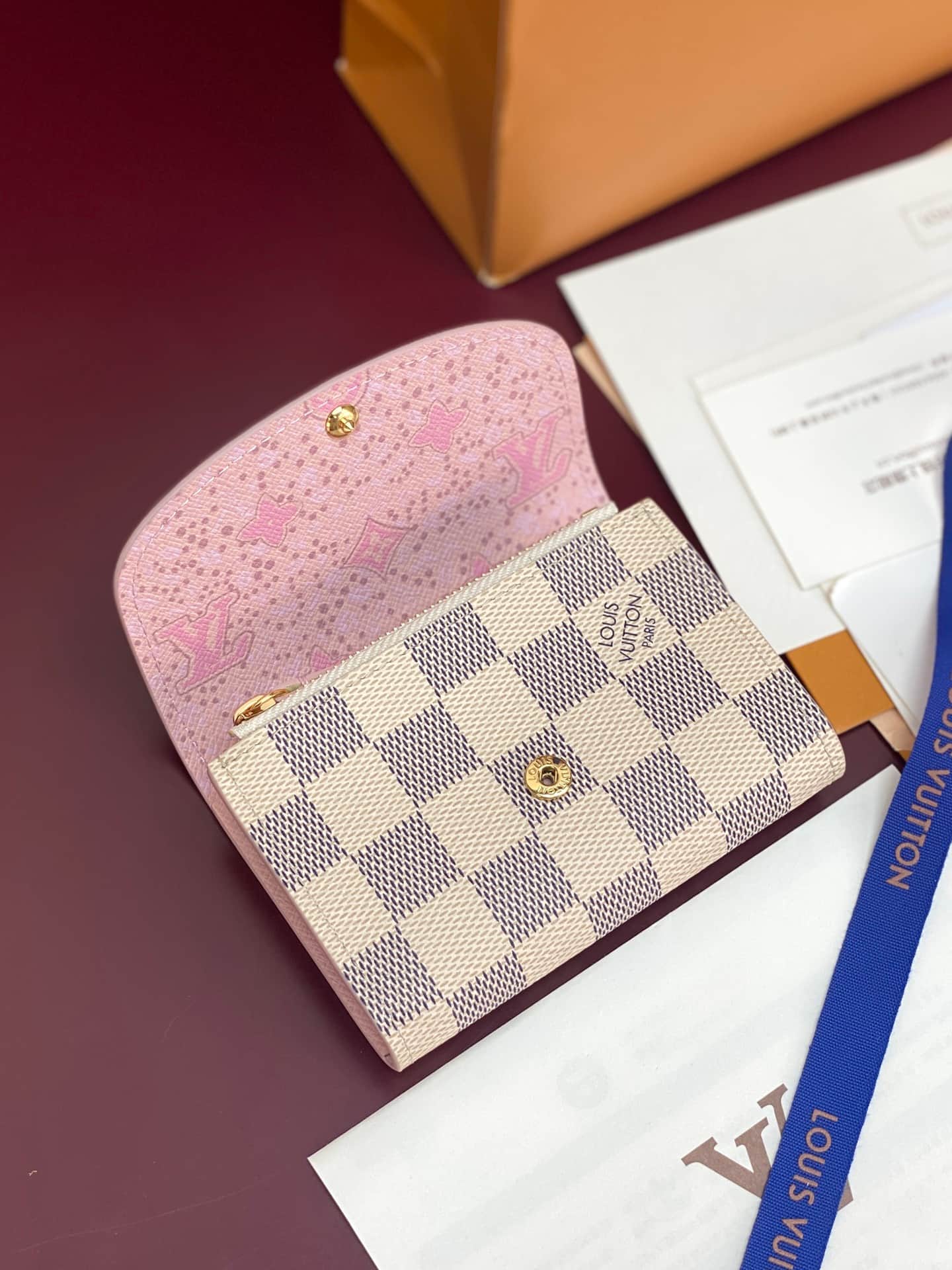 Louis Vuitton Rosalie Coin Purse Damier Azur/Light Bliss/Cream Coated canvas N40949 High