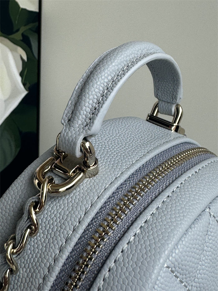 Chanel Mini Backpack Grained Calfskin Gold-Tone Metal AP3753 Grey Blue A
