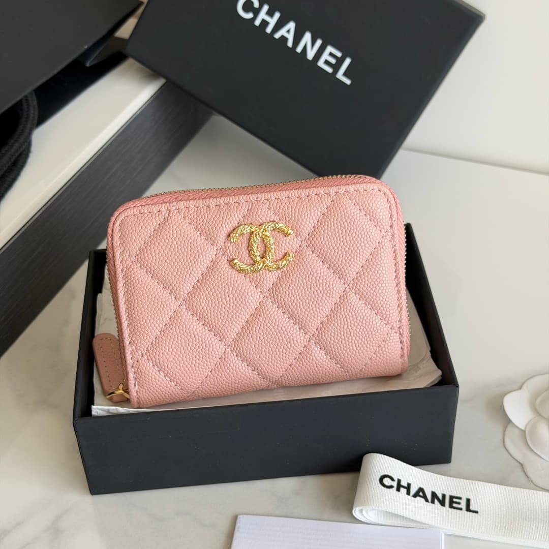 Chanel Coin Purse Shiny Grained Calfskin Strass & Gold-Tone Metal AP5078 High