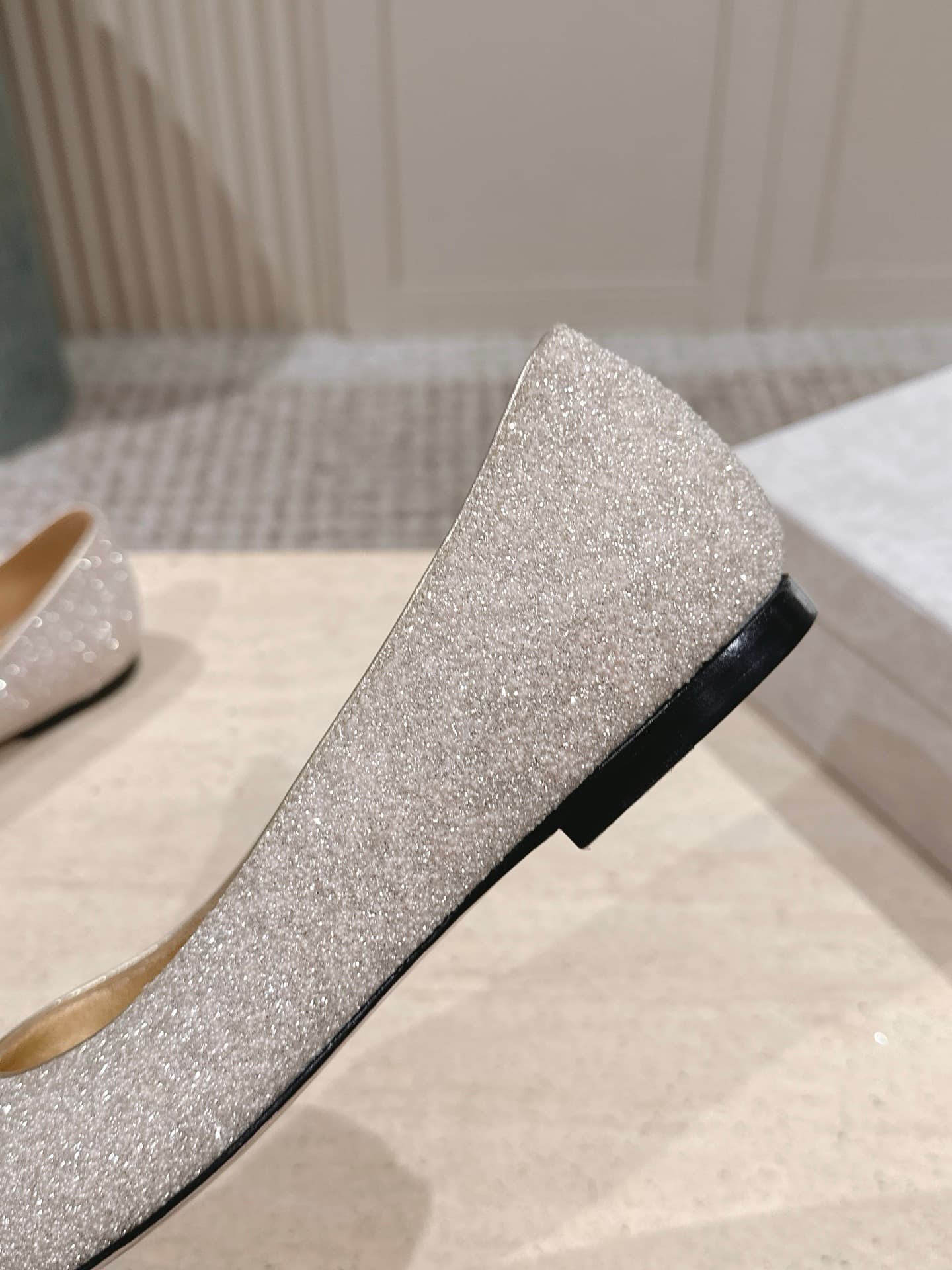 Jimmy Choo Romy Dusty Glitter Flats