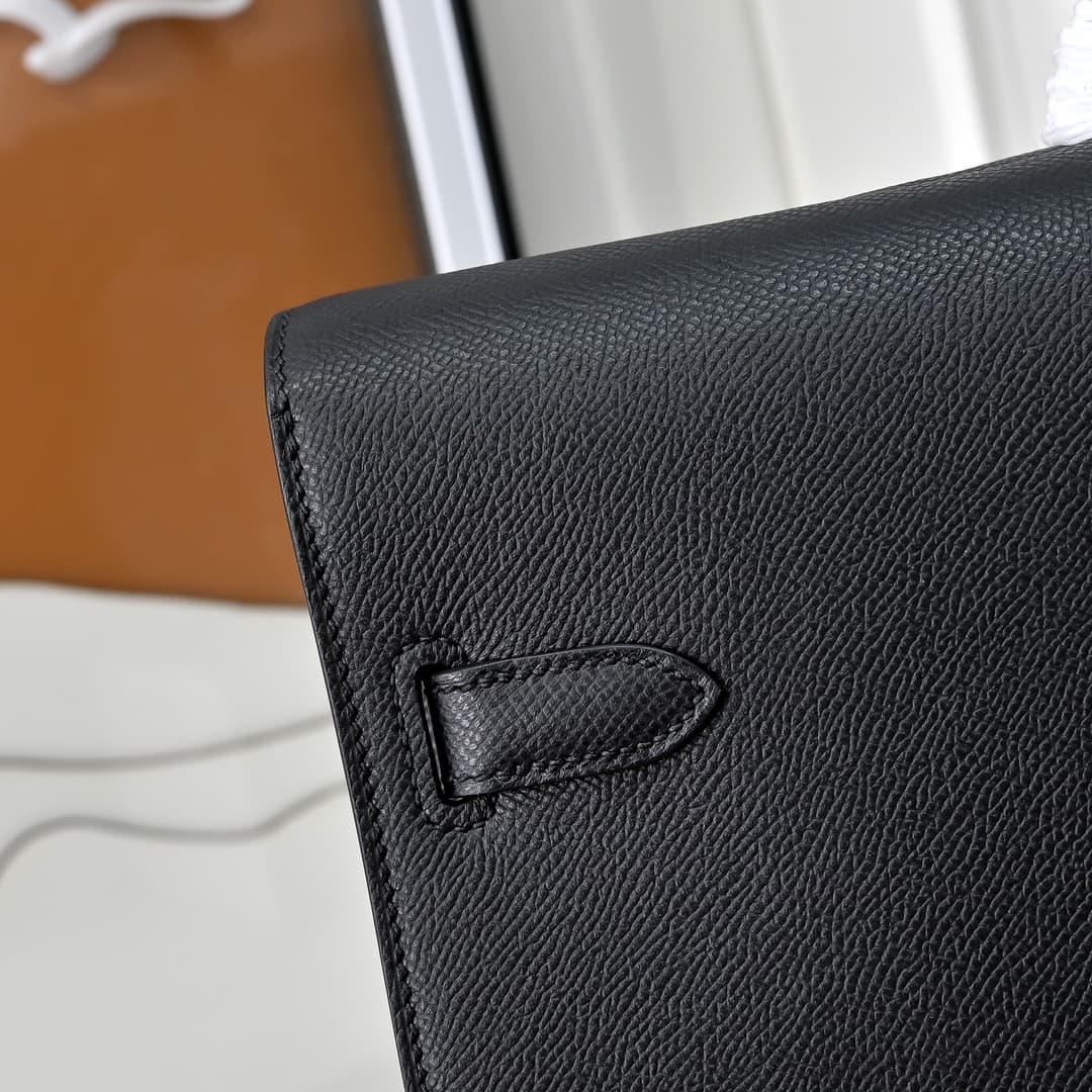Hermes Kelly depeches Epsom 36 briefcase In Black Silver Metal CalfskIn WAX High