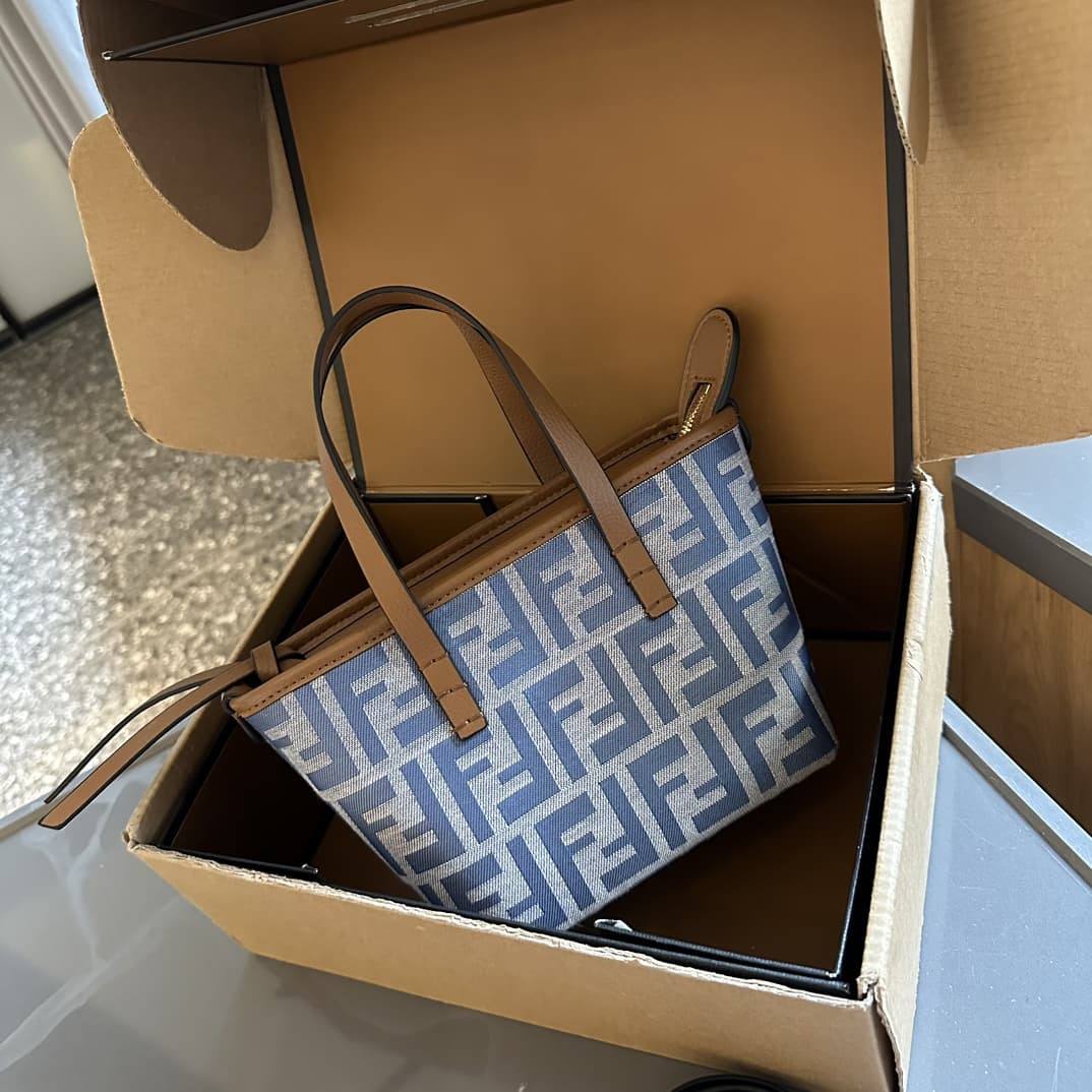 Fendi Mini Roll FF blue jacquard bag