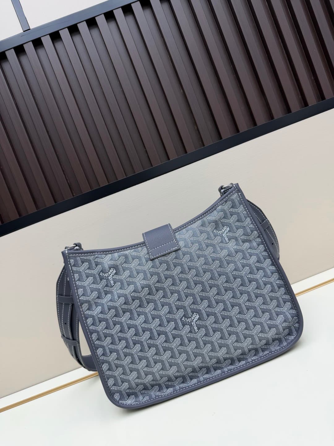 Goyard Musette PM bag in grey Goyardine canvas Mid