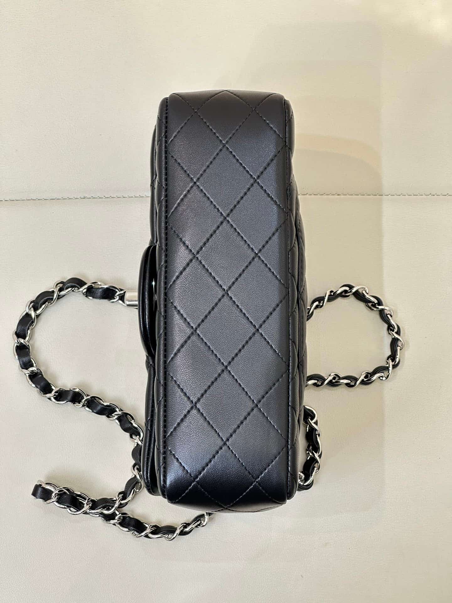 CHANEL Mini Classic Handbag Lambskin & Silver-Tone Metal A69900 Black TOP