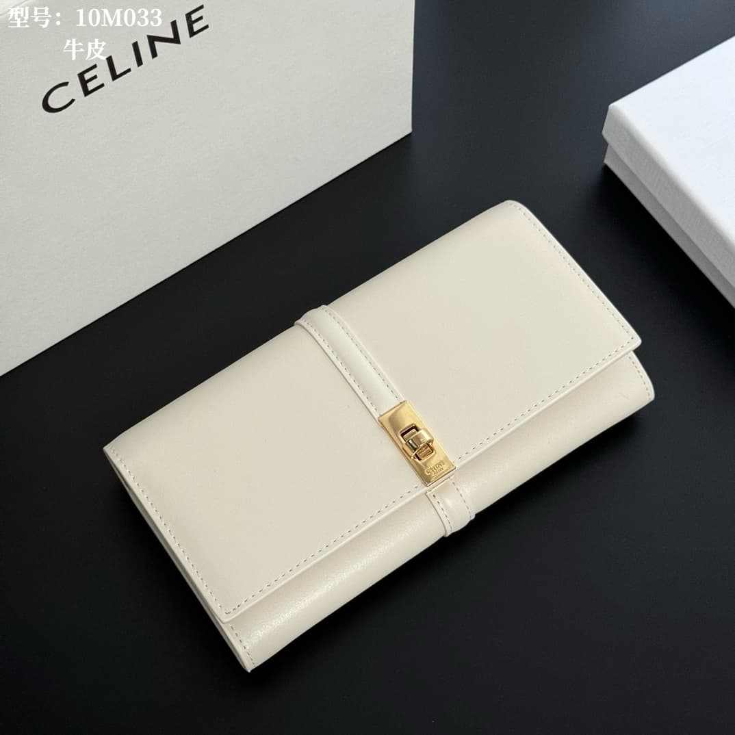 Celine Wallet 16 in White satinated calfskin leather 10M033 High