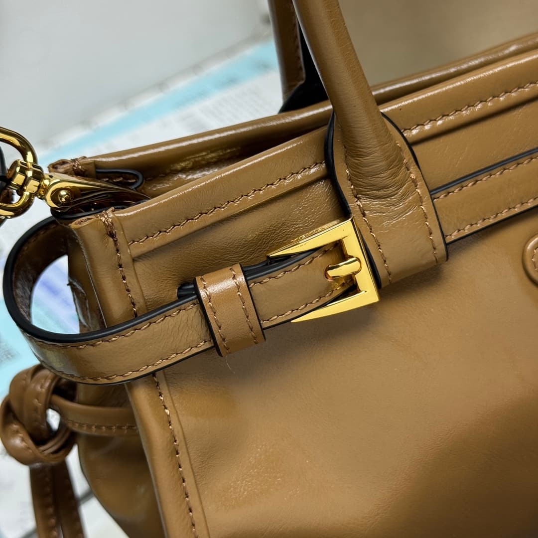 Prada Bonnie leather mini handbag Calfskin leather 1BA486 TAN High