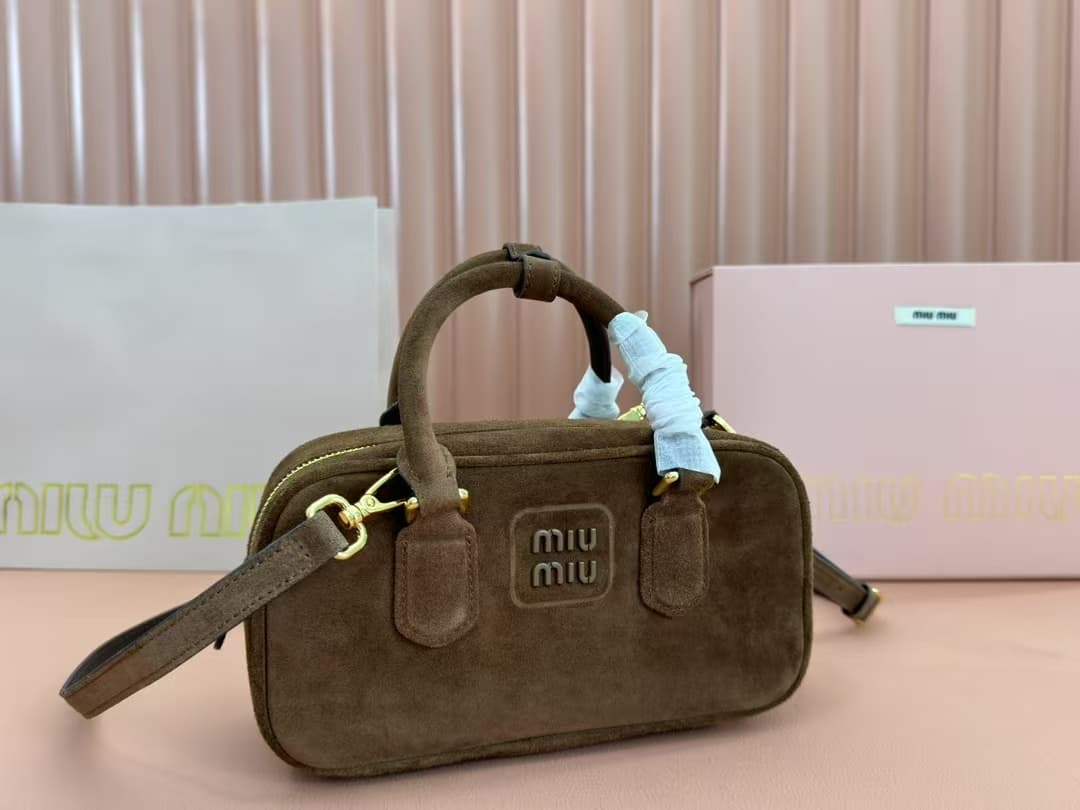 Miu Miu Arcadie padded suede top-handle bag High