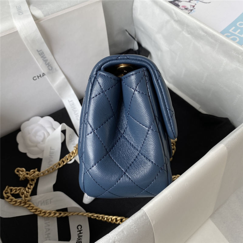 Chanel SUPERMINI FLAP BAG AS4040 Lambskin & Gold-Tone Metal Blue-Navy A