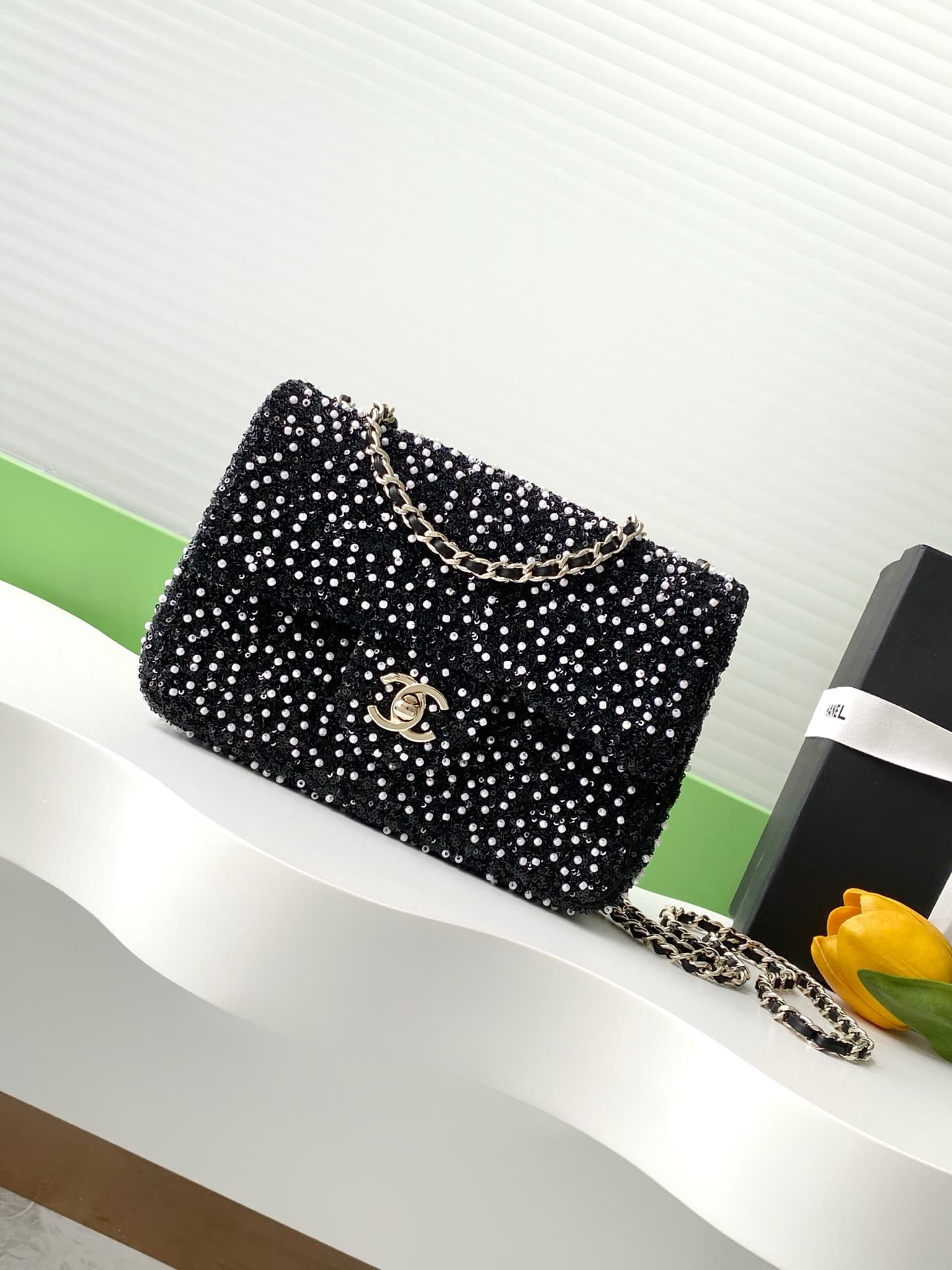 Chanel Flap Bag Sequins & Gold-Tone Metal AS4561  A
