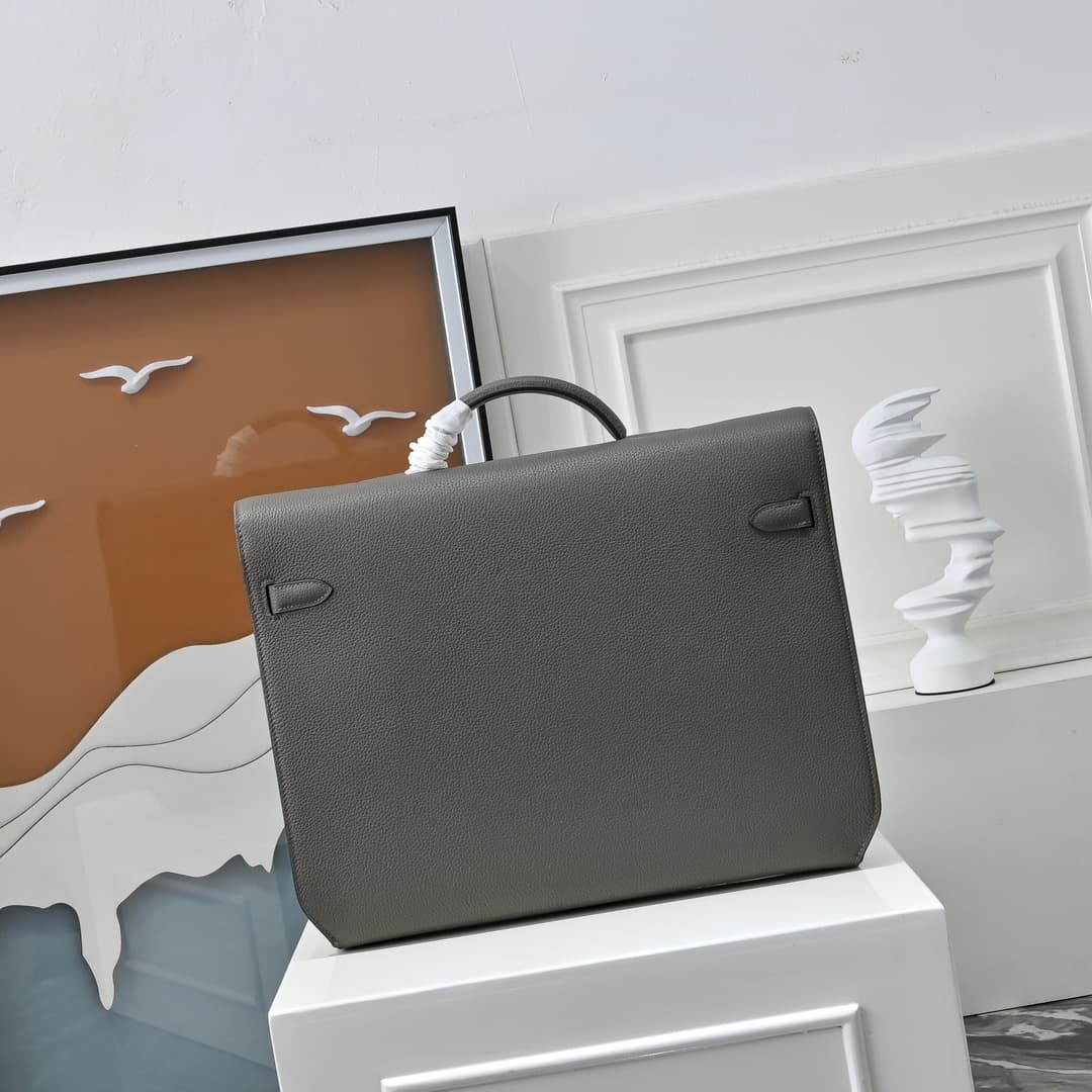 Hermes Kelly depeches Togo 36 briefcase In EtaIn Metal CalfskIn WAX High