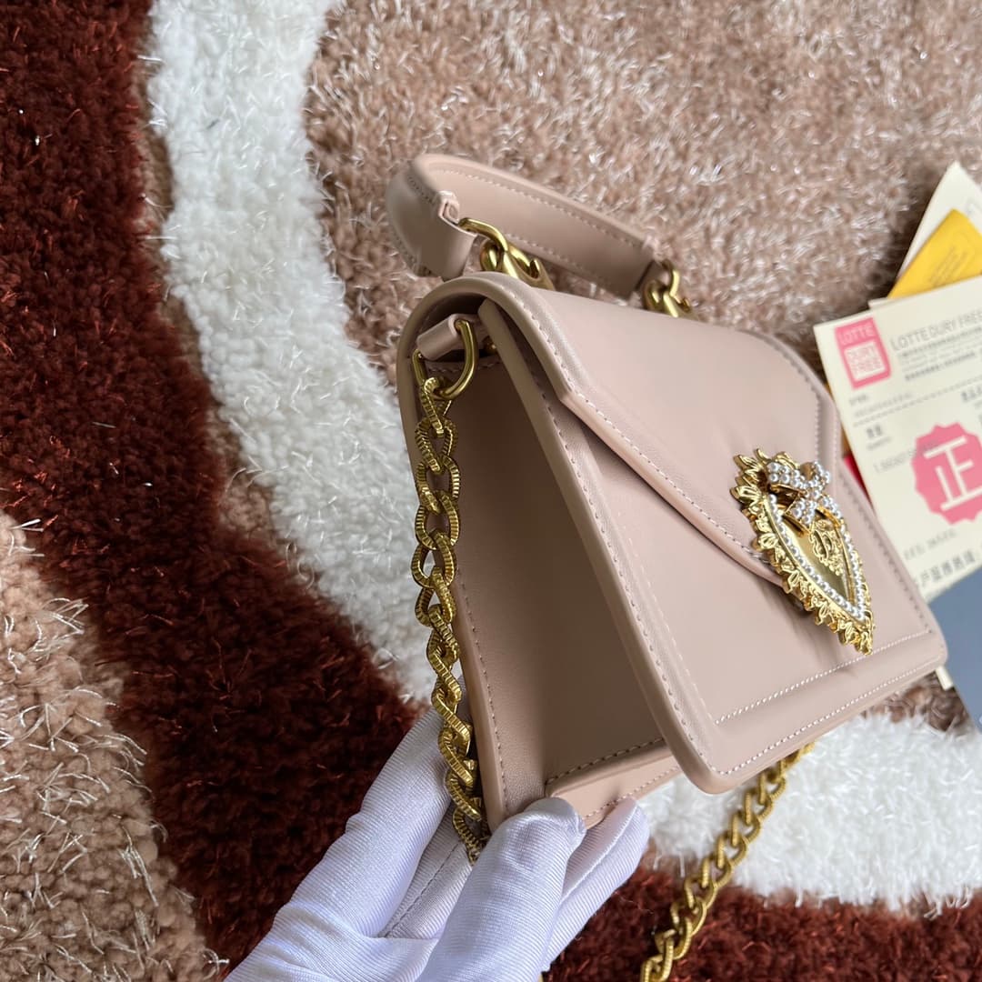 Dolce & Gabbana Small Devotion bag in smooth calfskin in Pale Pink High
