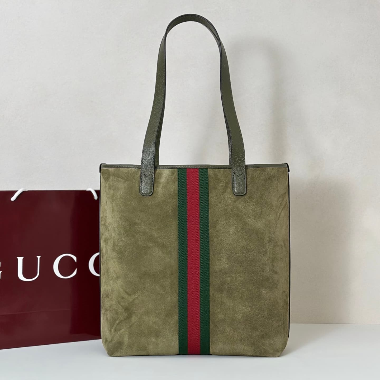 Gucci Ophidia medium tote bag 834465 dark green suede High