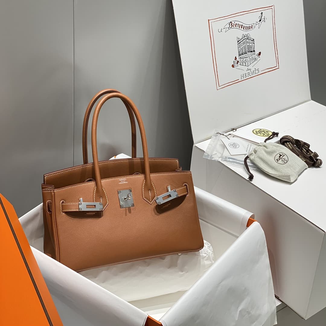 Hermes Shoulder Birkin 29 Swift leather Gold & Silver Metal WAX High