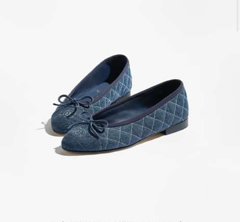 Chanel Ballet Flats Washed Denim Blue