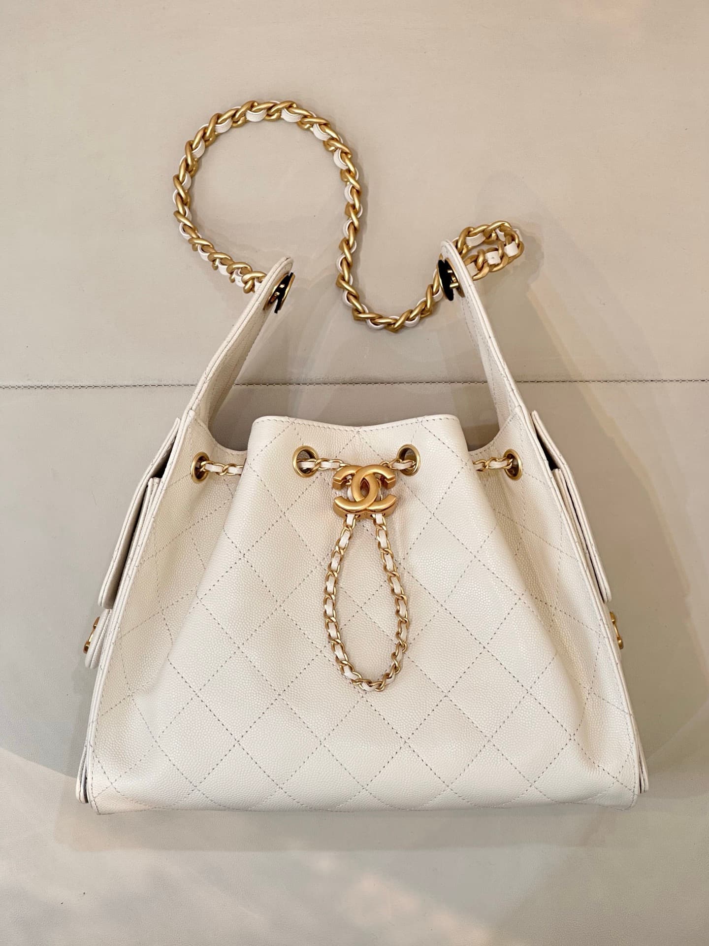 Chanel 25 Small Hobo handbag AS5293 Grained Calfskin & Gold-tone Metal Beige TOP