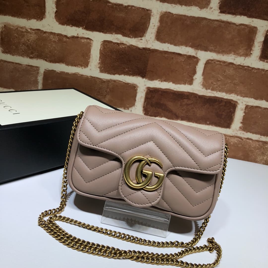 GG MARMONT MATELASSÉ SUPER MINI BAG 476433 Nude High