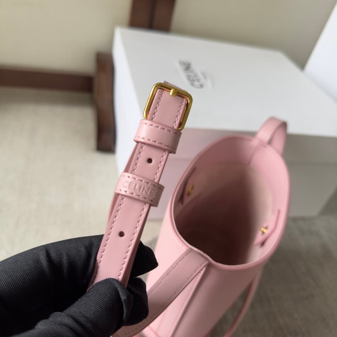 CELINE Small Bucket Bag in Pink Smooth Calfskin Leather High