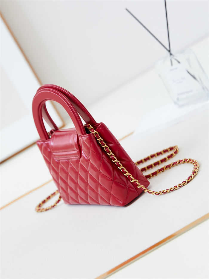 Chanel MINI SHOPPING BAG AS4416 Shiny Aged Calfskin & Gold-Tone Metal Red A