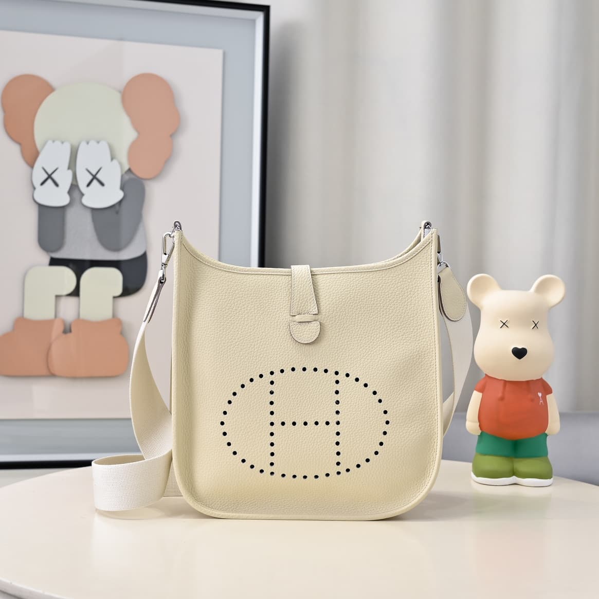 Hermes Evelyne III PM Bag Clemence Leather In Cream High