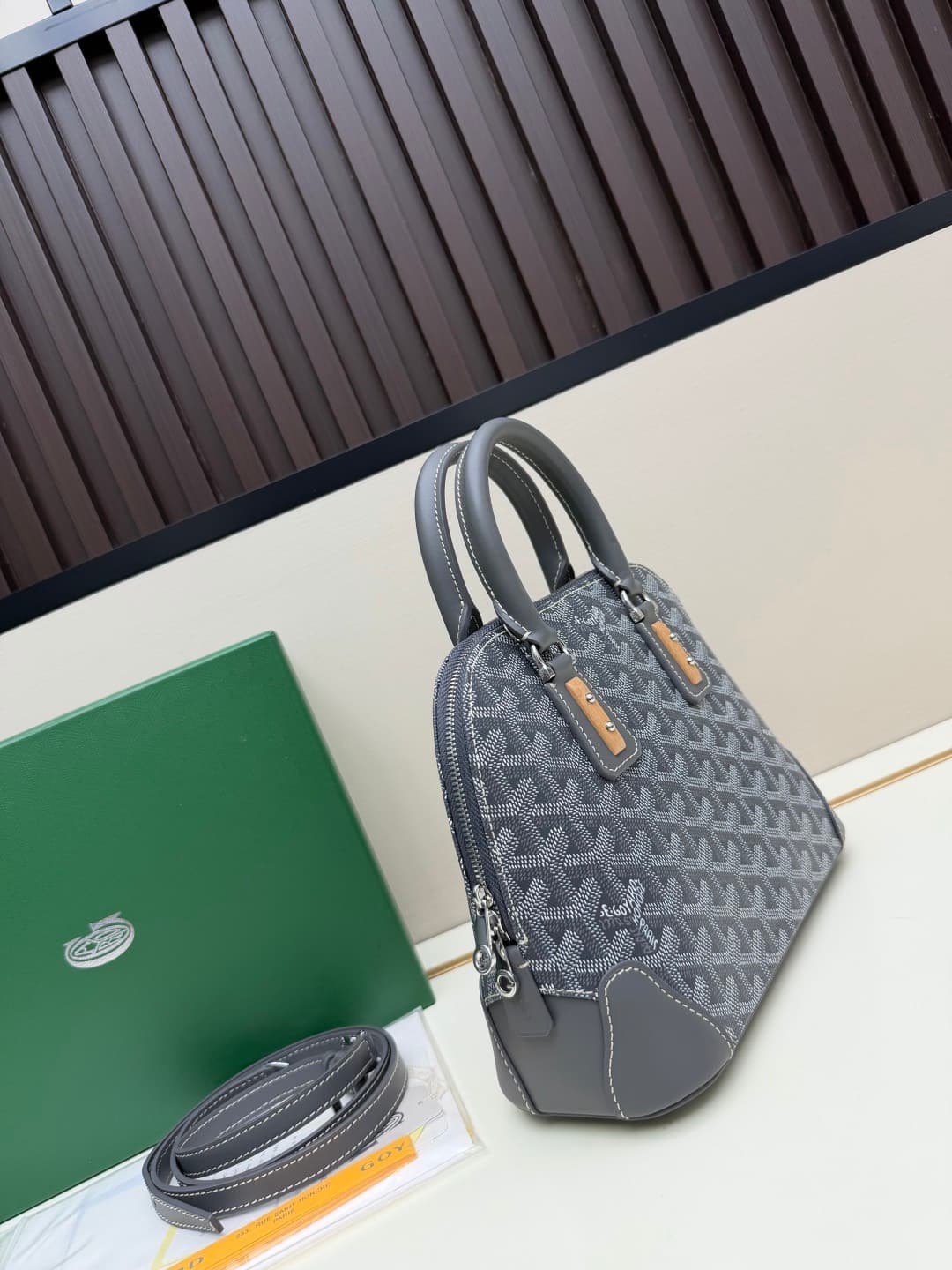 Goyard Vendôme mini bag in Goyardine coated canvas grey high