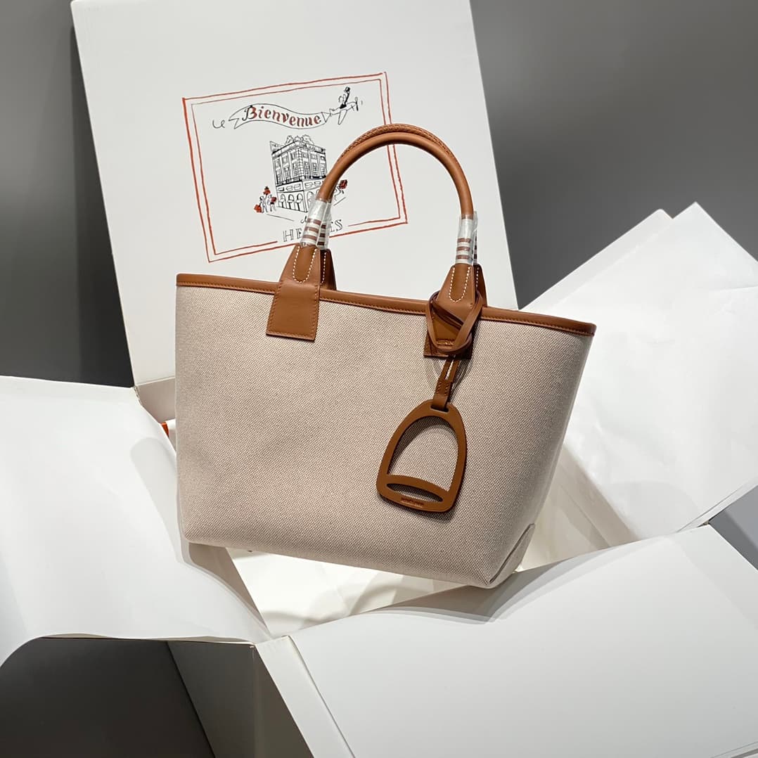 Hermes Steeple Bags Leather with Canvas WAX High