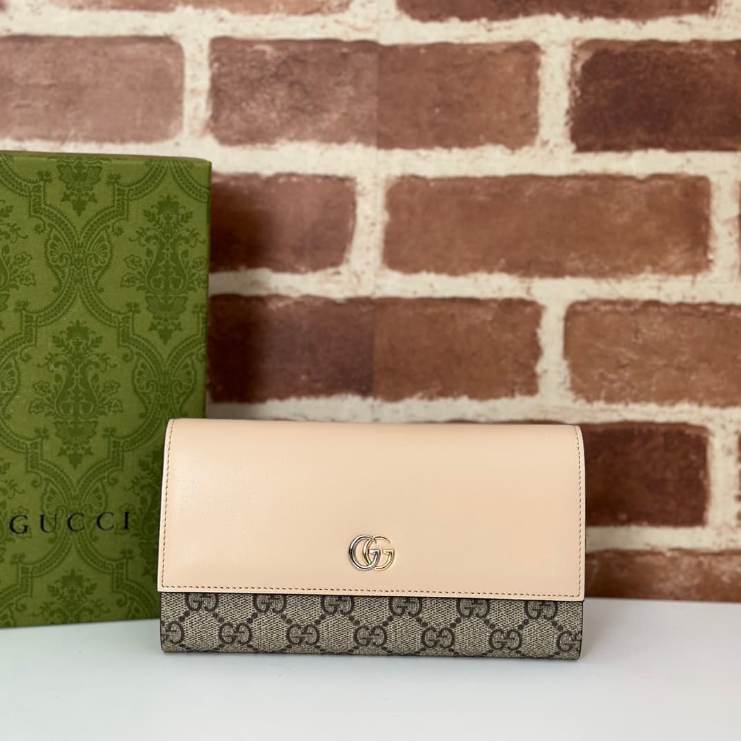 Gucci Bi-color GG Marmont continental wallet Coffee 456116 High
