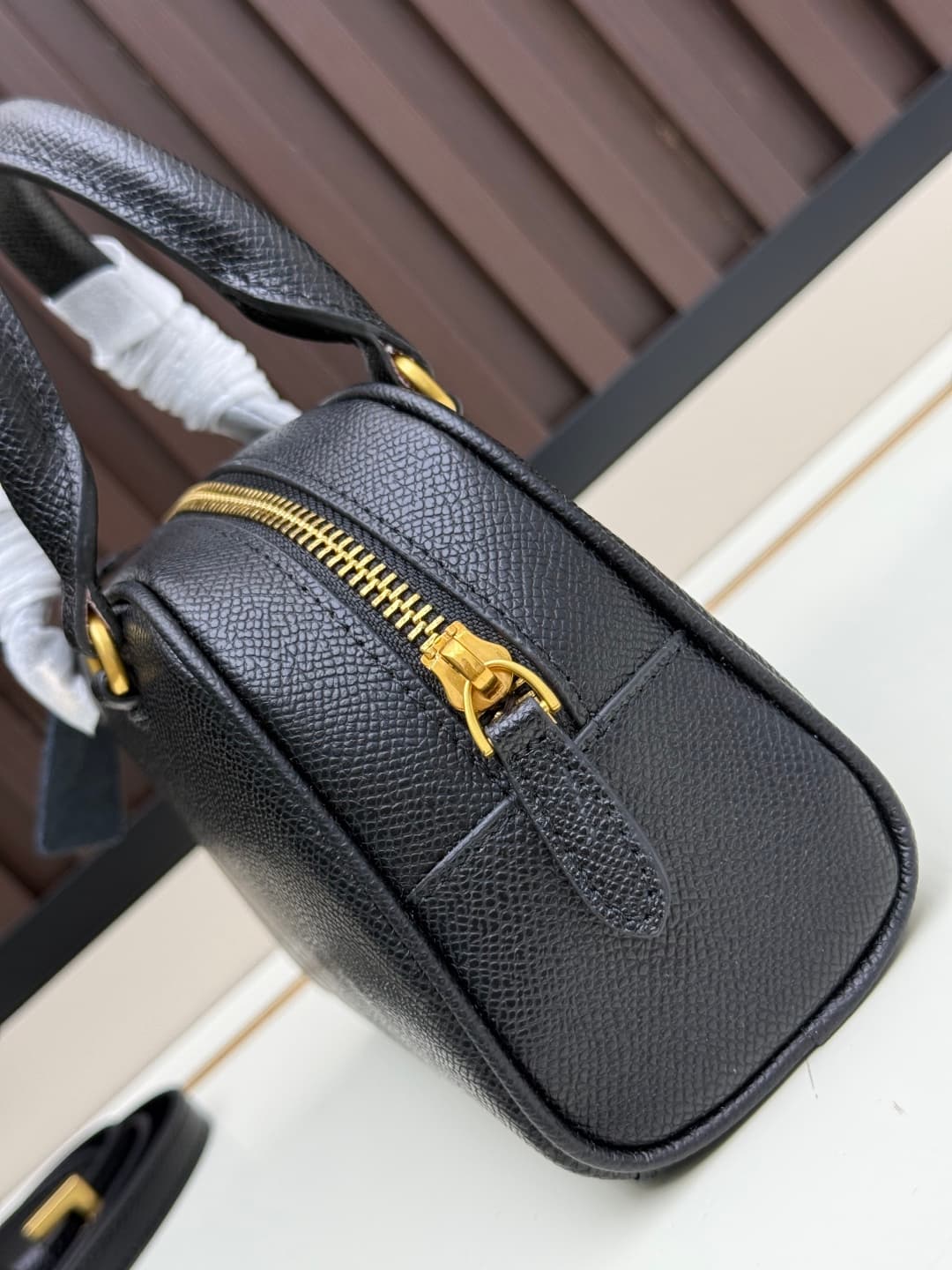 Valentino VLogo Signature Mini Bowling Bag in Grainy Calfskin Black High