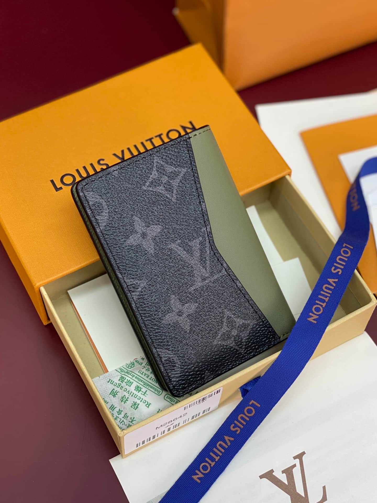 Louis Vuitton Pocket Organizer Khaki Green Monogram Eclipse coated canvas M28642 High