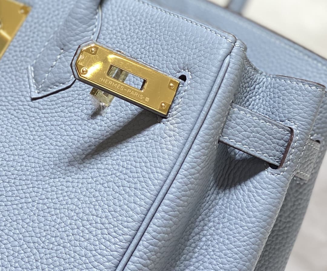 Hermes Birkin 25/30/35cm Bag Calfskin Silver/Gold Metal In Lt-Blue High