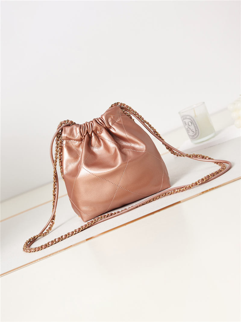 Chanel 22 MINI HANDBAG Metallic Calfskin Copper & Gold-Tone Metal AS3980 A