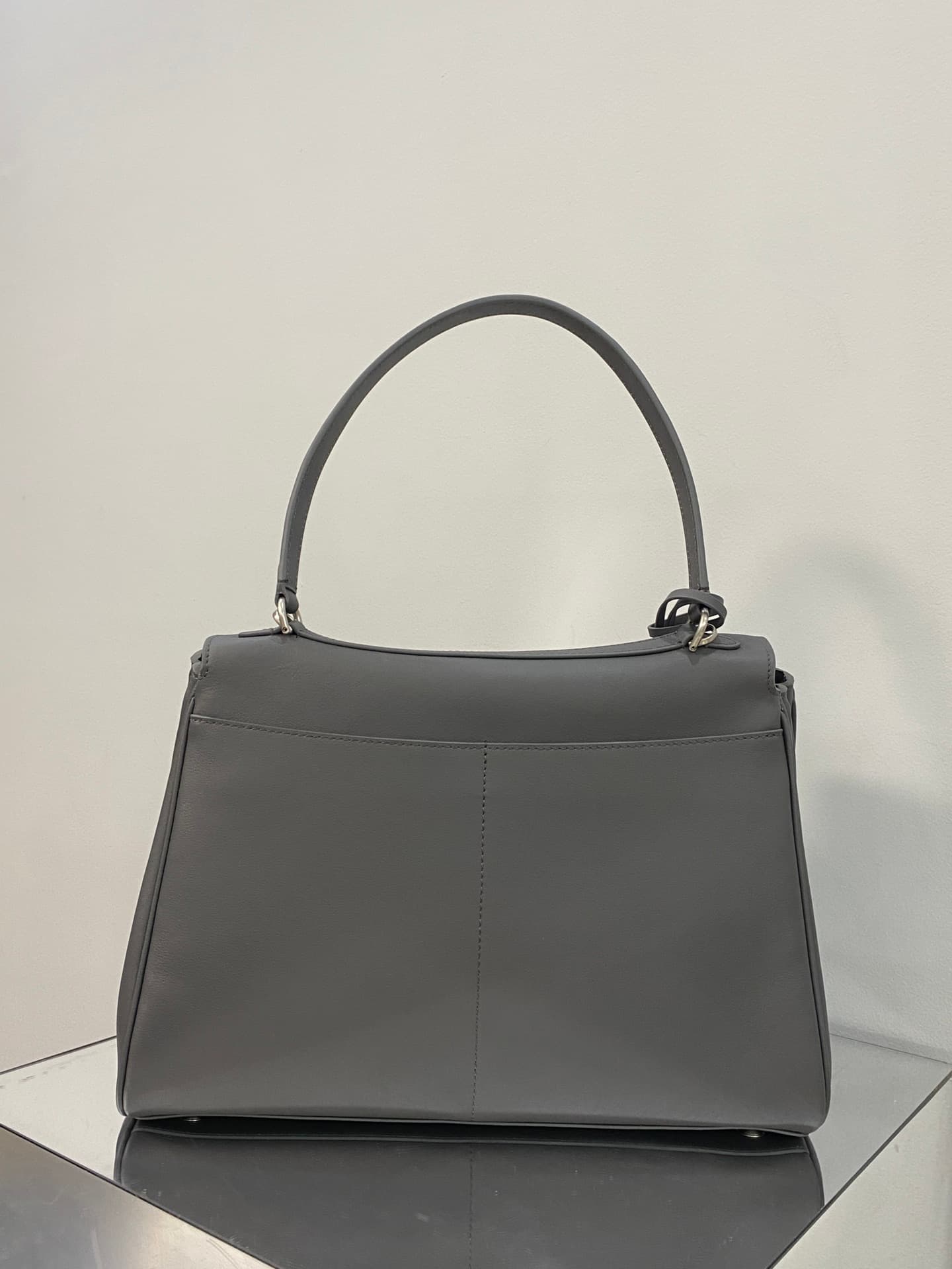 Balenciaga Rodeo Medium Bag in Grey Leather With Sliver-Tone Metal TOP