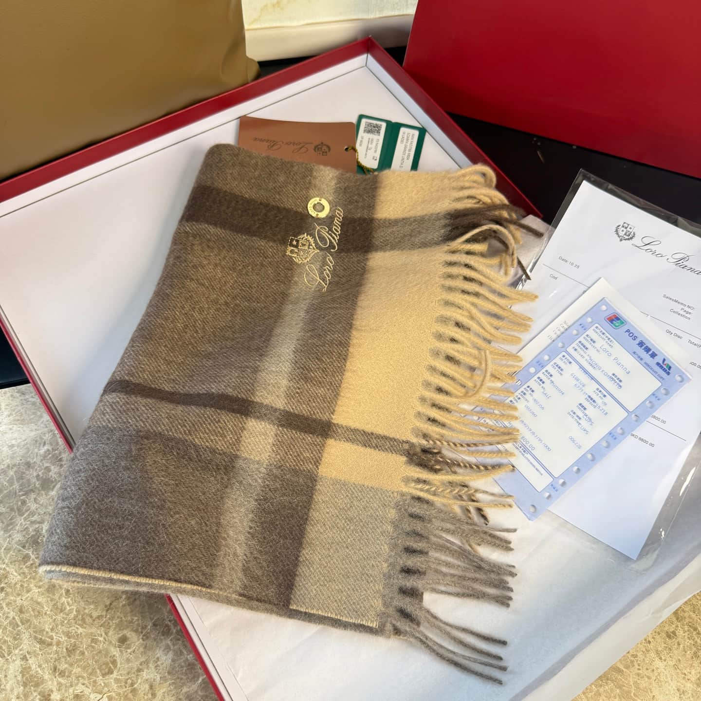 Loro Piana cashmere plaid scarf