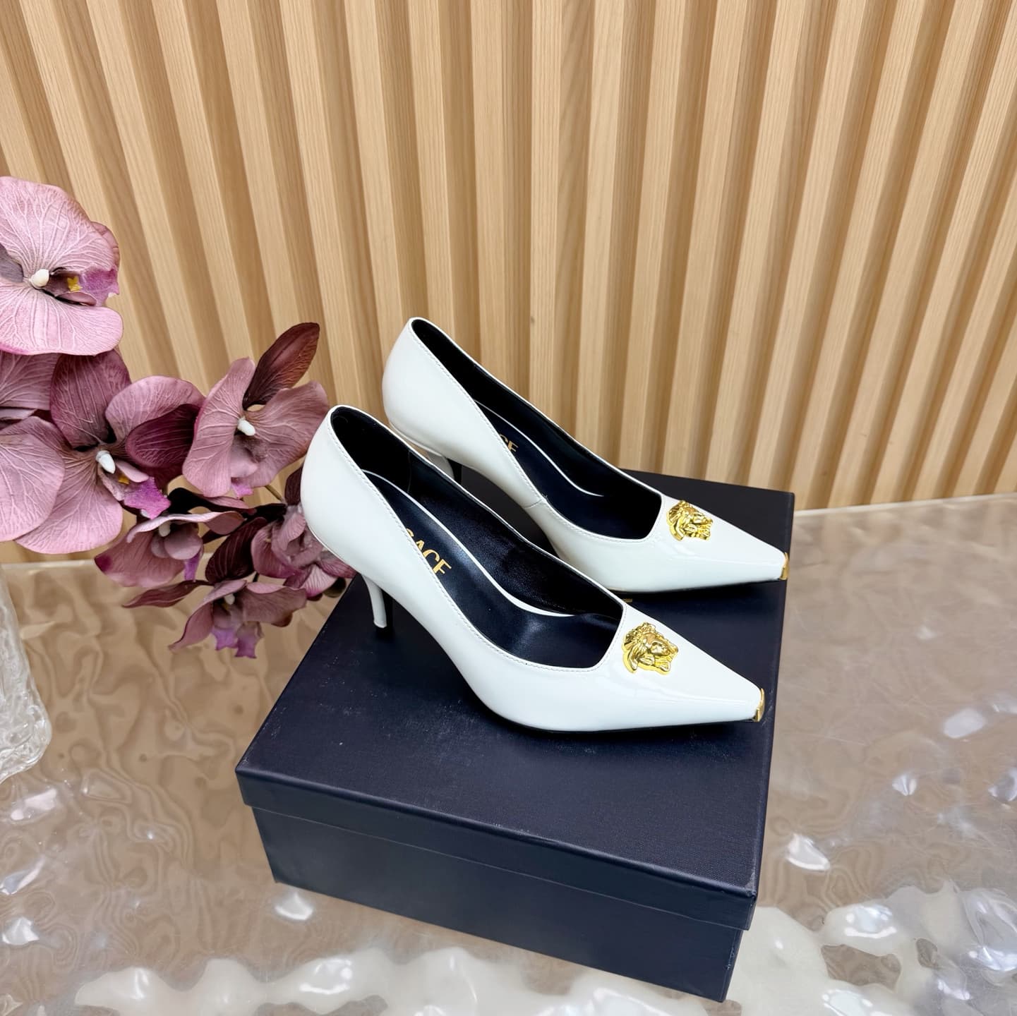Versace La Medusa patent leather pumps shoes women
