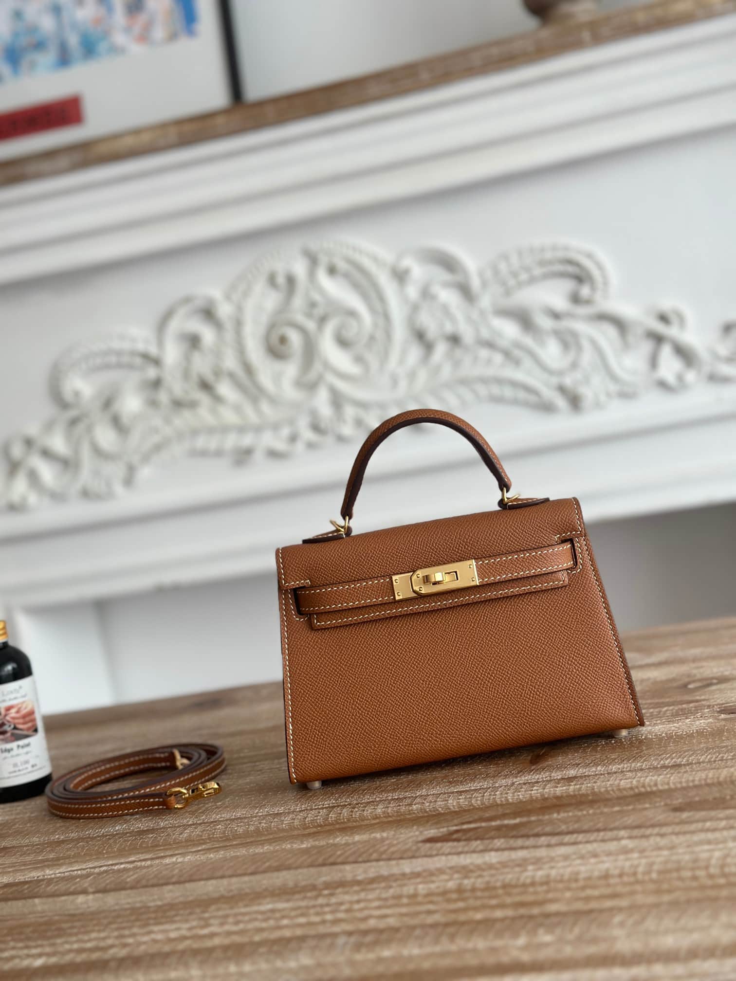 Hermes Kelly Mini II Bag Epsom Leather WAX Sesame High