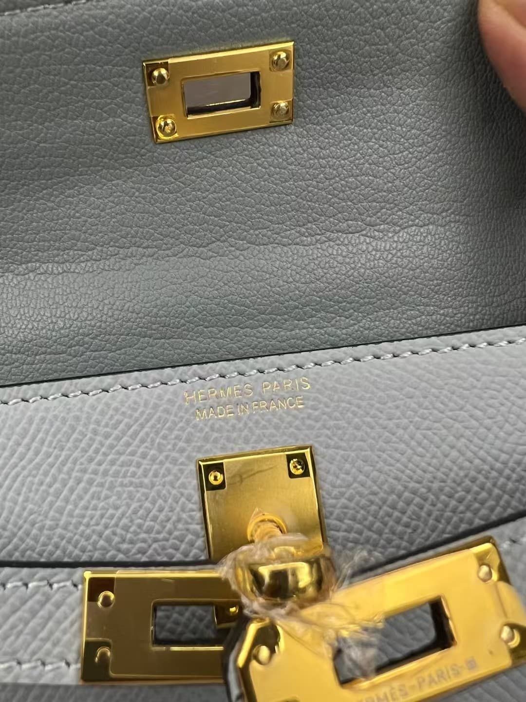 Hermes Kelly Mini II Bag Epsom Leather In Bleu Brume CTN High