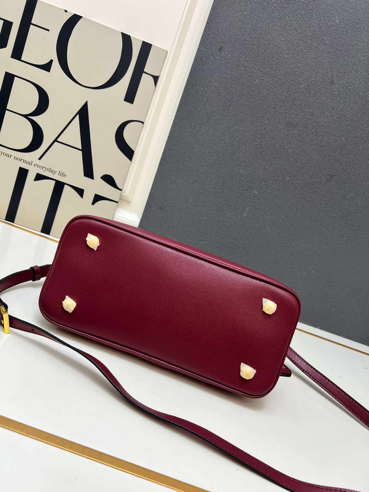 Prada Saffiano Leather Matinée Handbag Claret