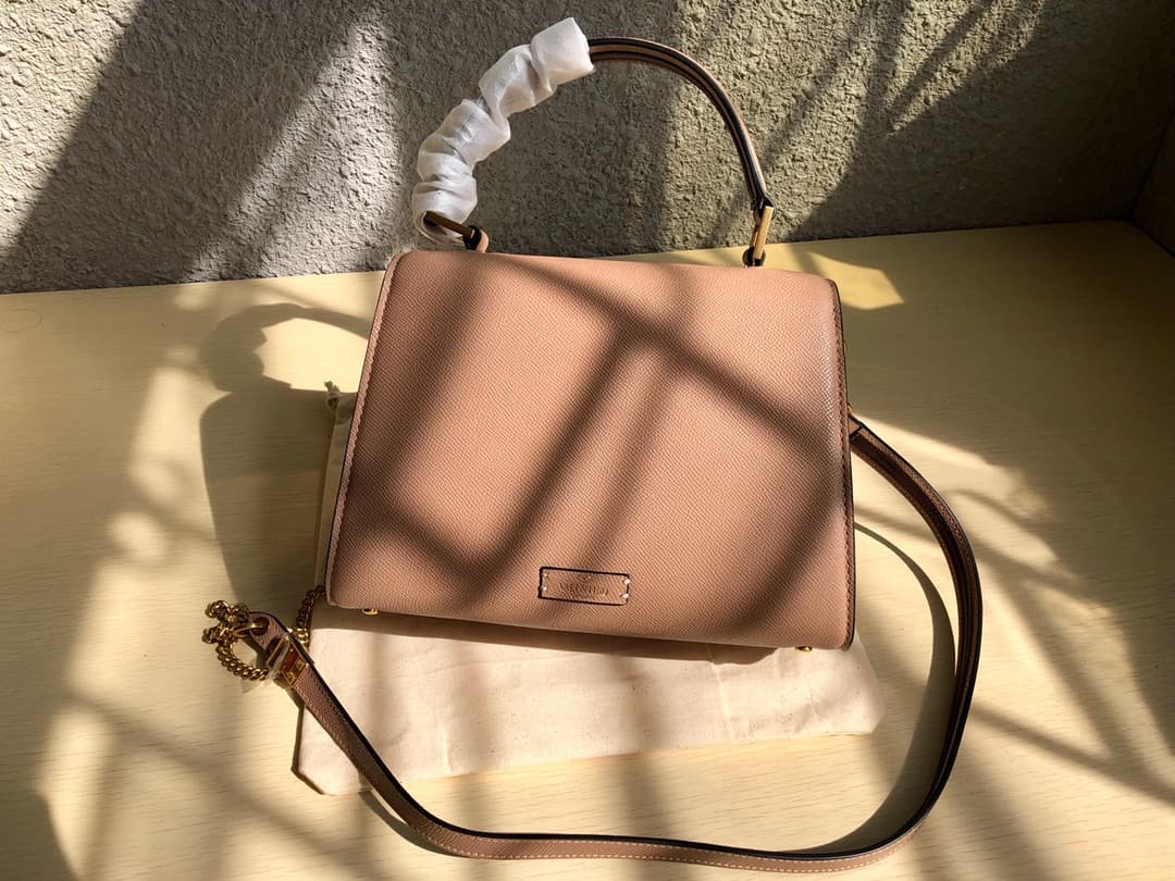 Valentino Small Vsling Handbag In Beige Grainy Calfskin High