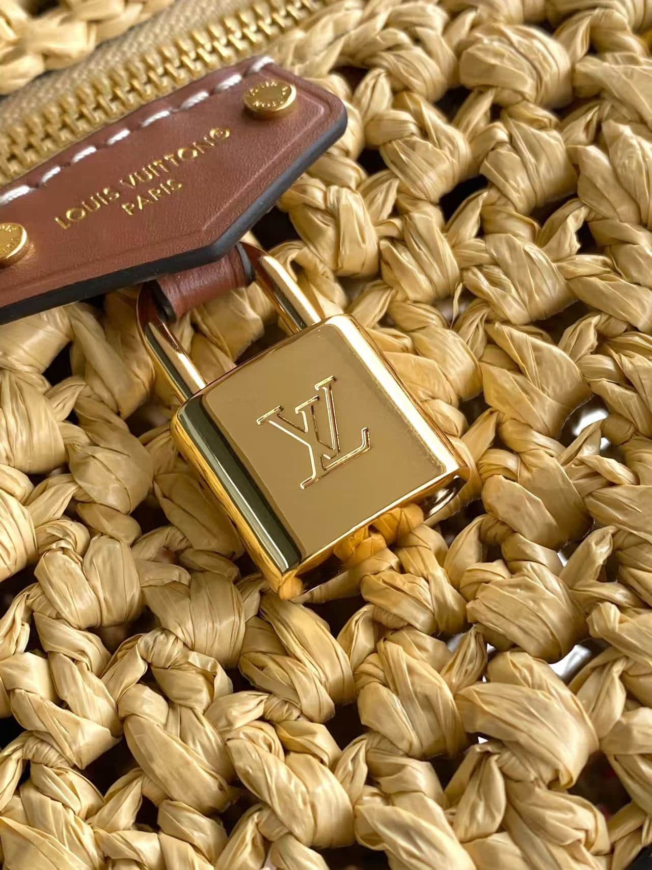 Louis Vuitton Vanity Chain Pouch Natural Tan Raffia M14303 High