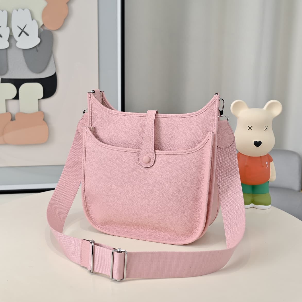 Hermes Evelyne III PM Bag Clemence Leather In Pink High
