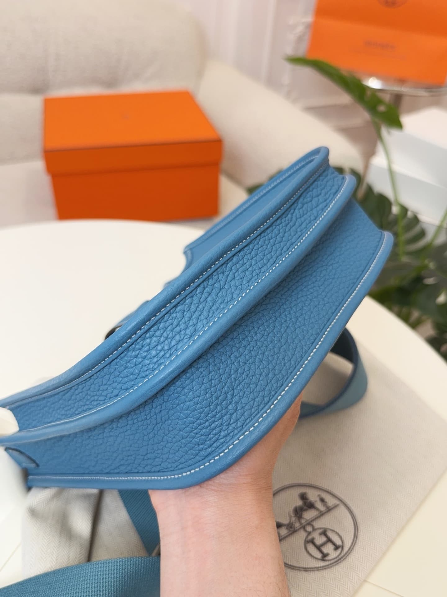 Hermes Evelyne Mini 23 Bag Calfskin In Denim Fonce WAX High