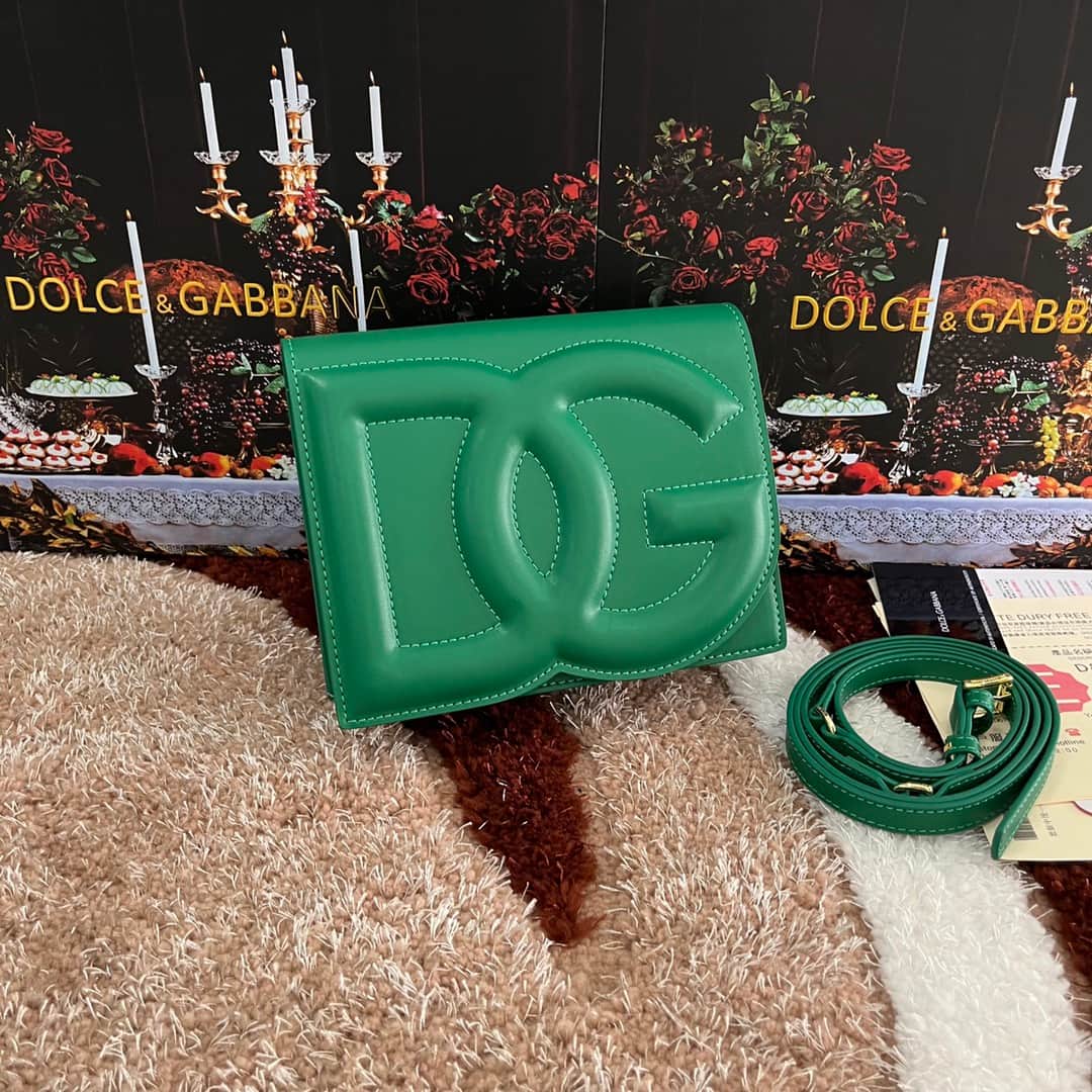 Dolce & Gabbana Green calf leather DG Logo crossbody bag high