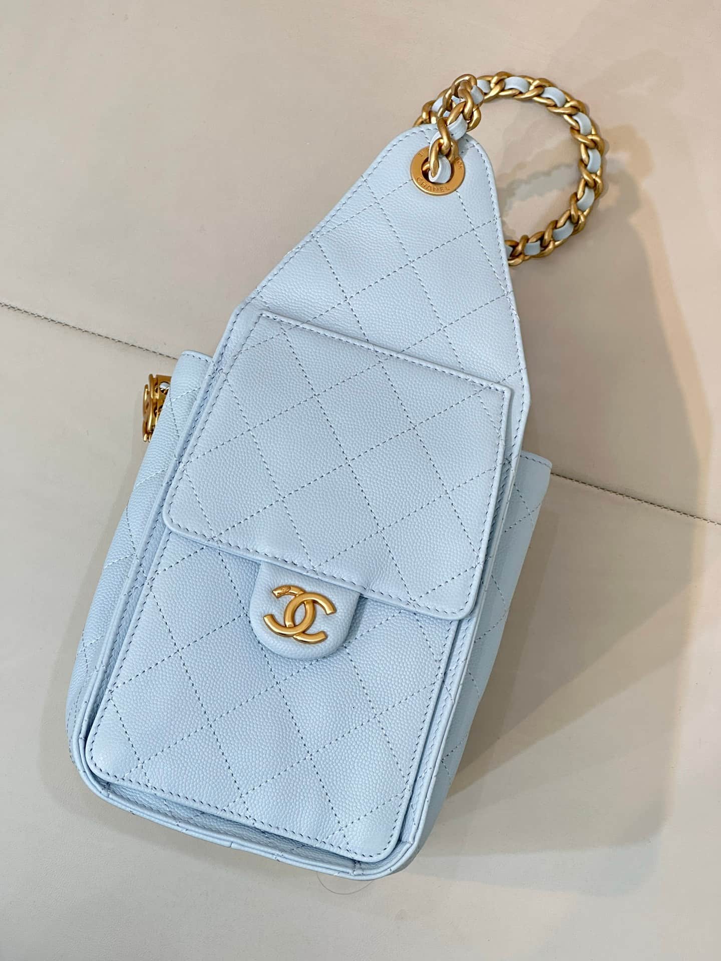 Chanel 25 Small Hobo handbag AS5293 Grained Calfskin & Gold-tone Metal Blue TOP