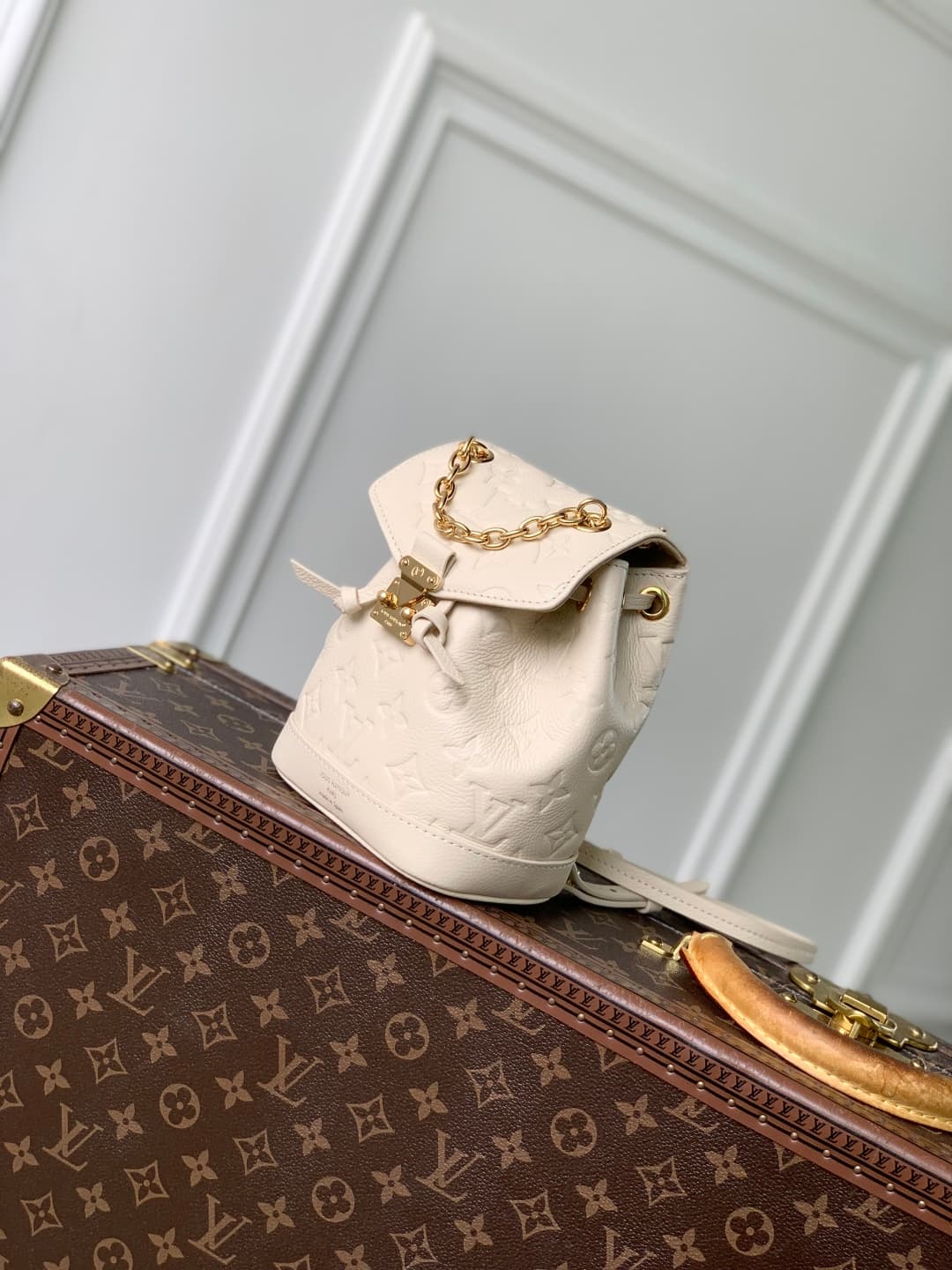 Louis Vuitton Nano Noé Backpack Monogram Empreinte Leather M25819 Cream High