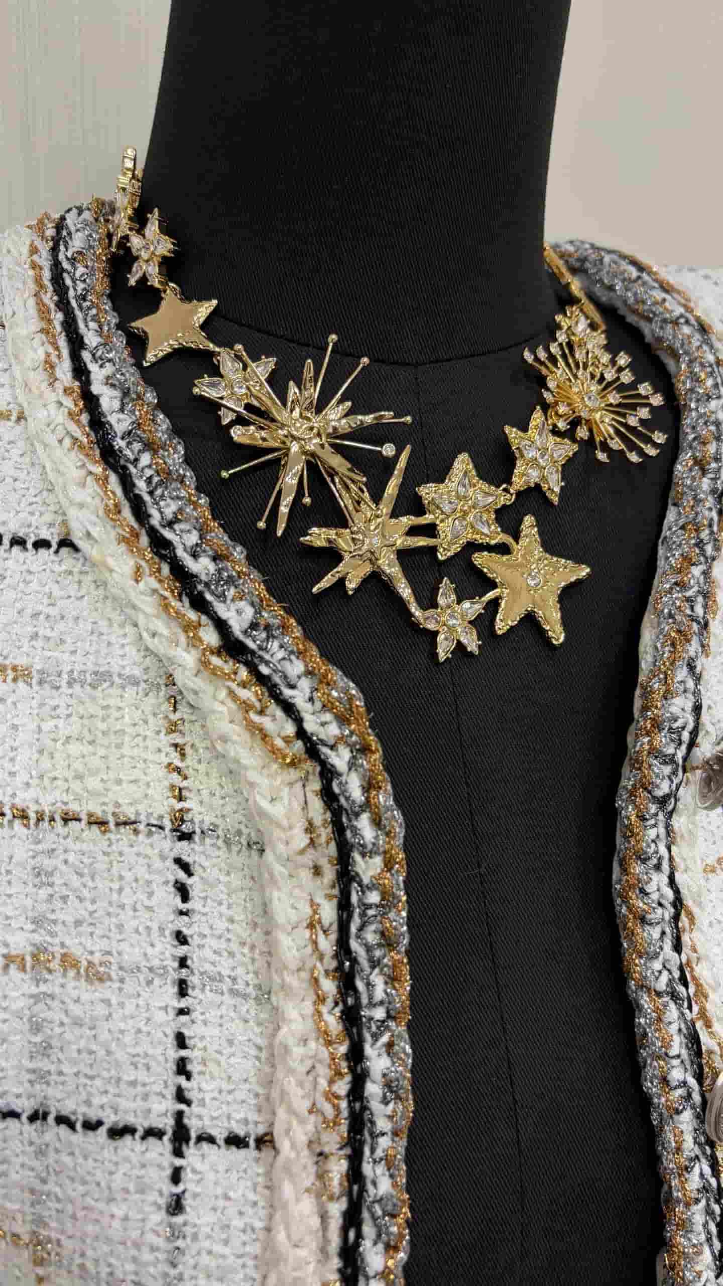 Chanel Necklace Metal & Strass Golden & Crystal High