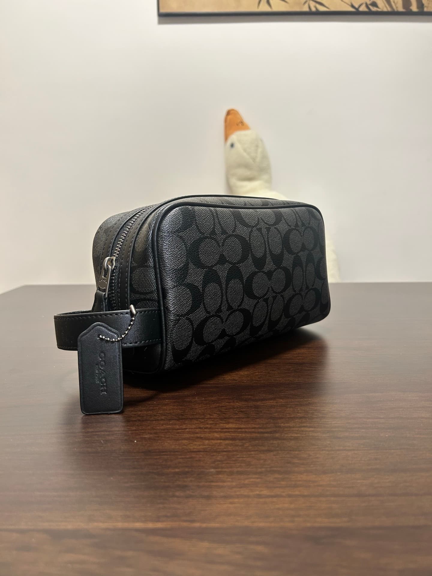 Coach Small Travel Kit in Signature Canvas in Charcoal Grey High