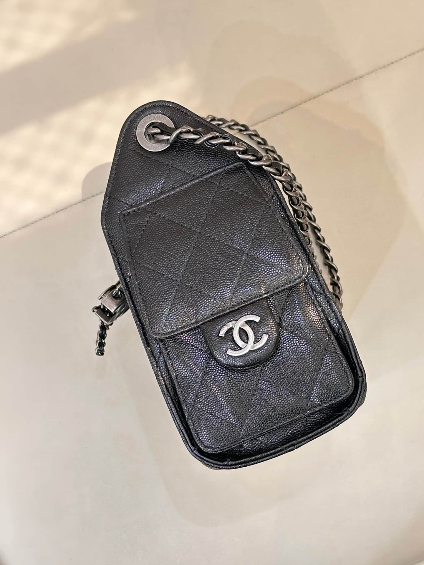 CHANEL 25 Mini Handbag AS5631 Grained Calfskin & Silver-tone Metal Black TOP