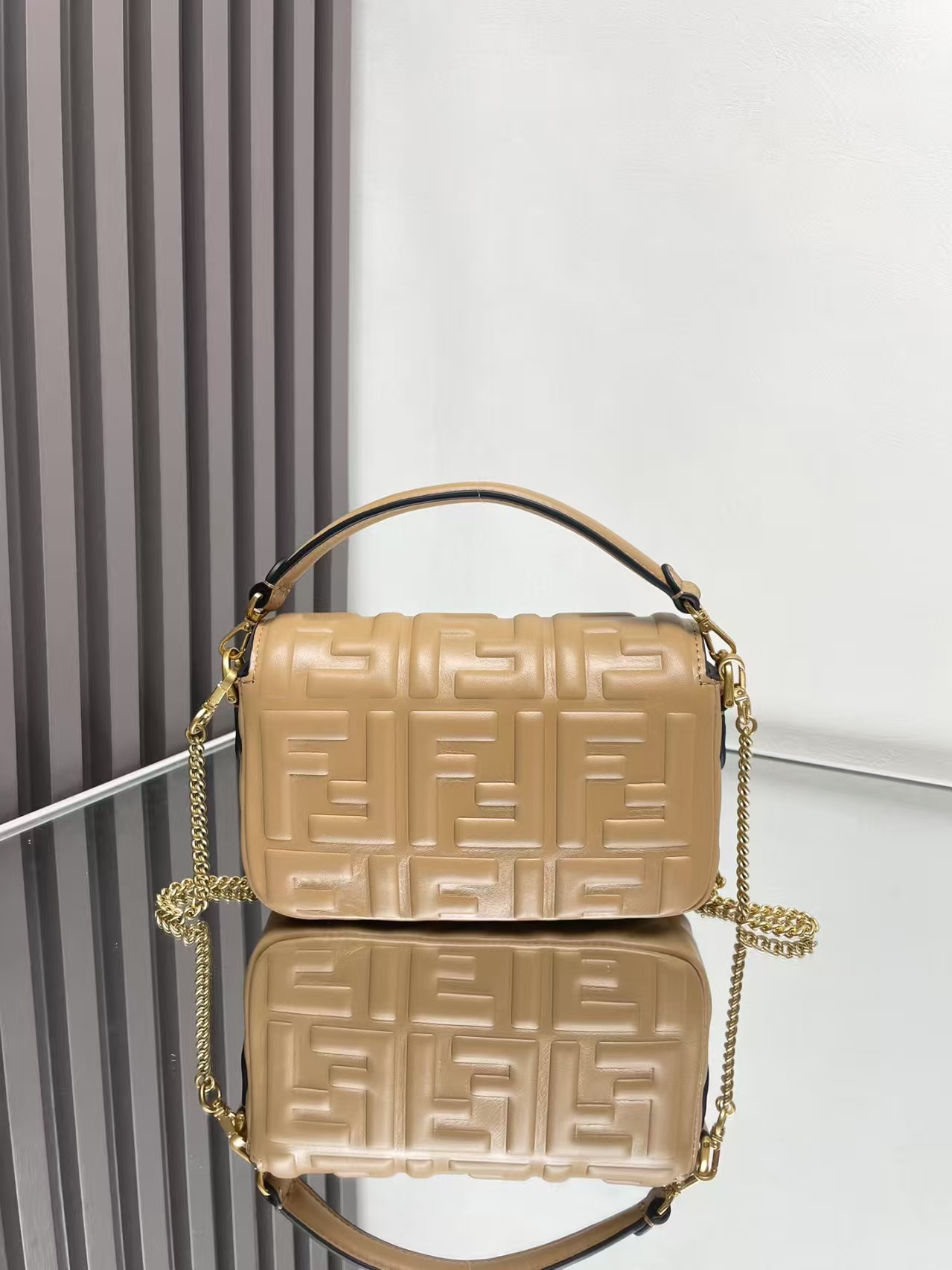 MINI BAGUETTE leather bag beige High