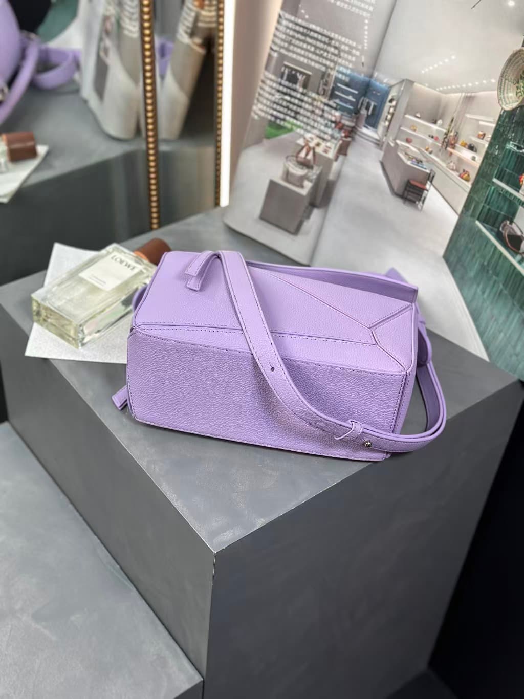 Loewe Small Puzzle bag Purple Calfskin Leather High