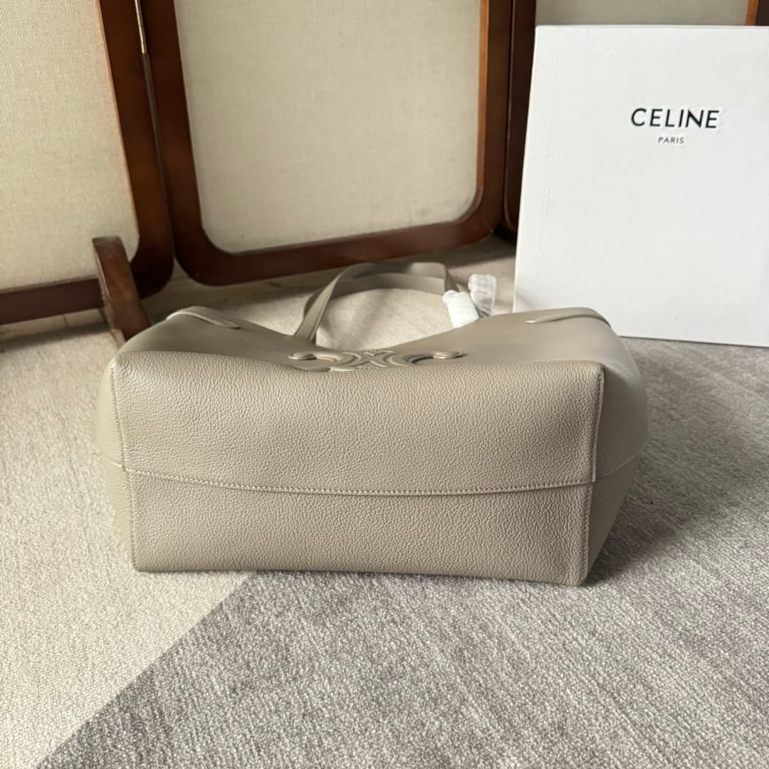 Celine Cabas Anais Tote Bag in Grey Grained Calfskin High